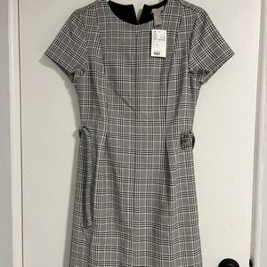 H&M Black & White Plaid Midi Dress